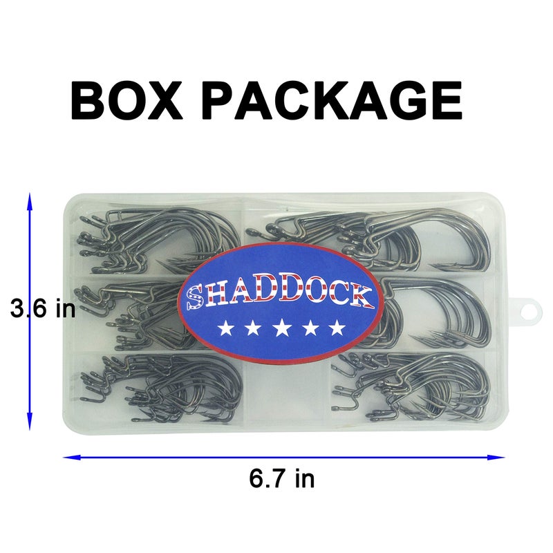 Shaddock Fishing مجموعة خطافات ديدان صيد الباس، 120 قطعة، 3X من الصلب الكربوني العالي، خطافات طُعم الديدان لصيد سمك التروت، ملحقات صيد الأسماك للمياه المالحة والعذبة - Image 4